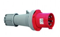 CEE plug, IP44, 63A, 4-pole, 400V, 6h, red